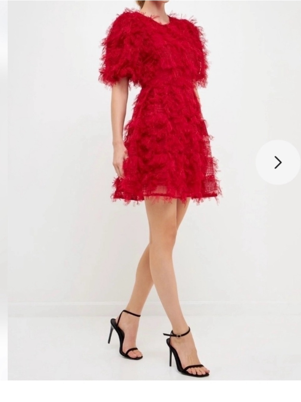 Endless Rose Vibrant Red Feathered Mini Dress